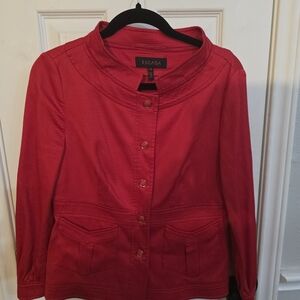 Escada Red Collarless Snap-Front Blazer